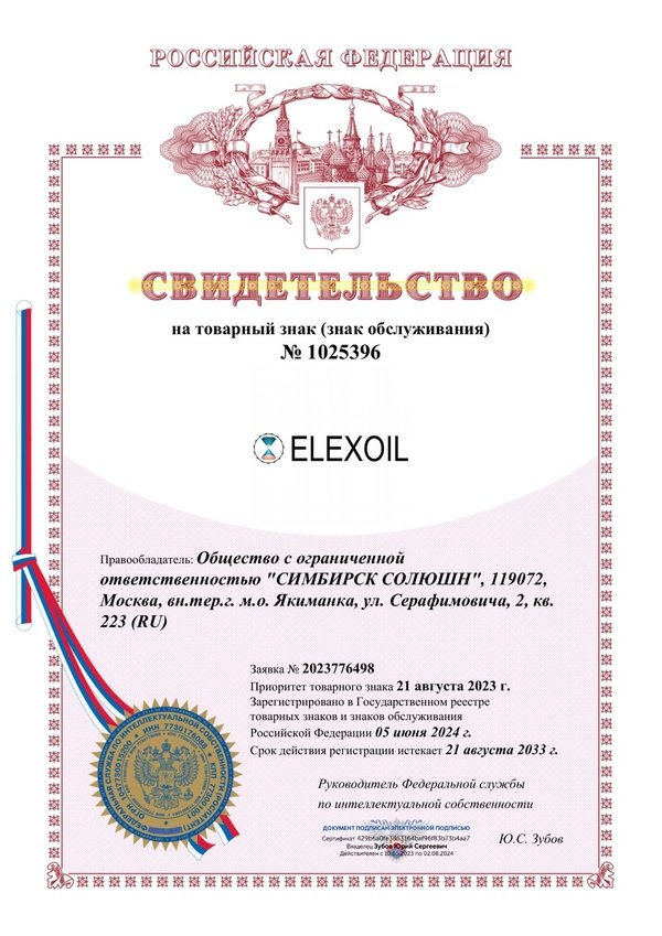 ELEXOIL CLOCK — сертификат